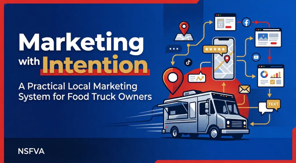 Cartoon Image of Food truck with all interconnected apps