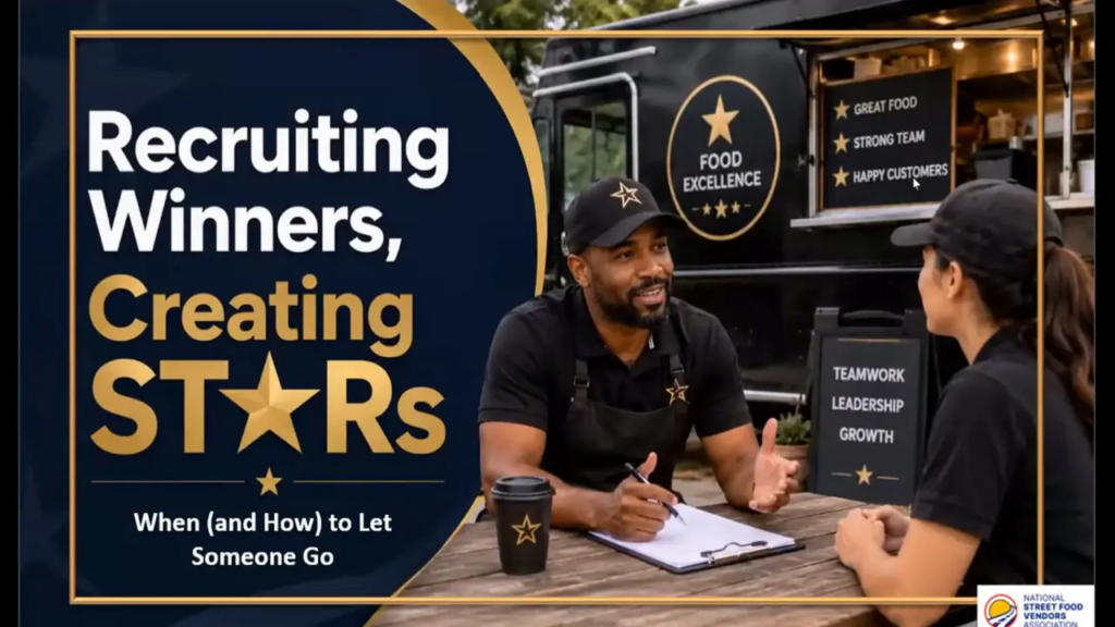 Man Interviewing and employee for a Food Truck Position