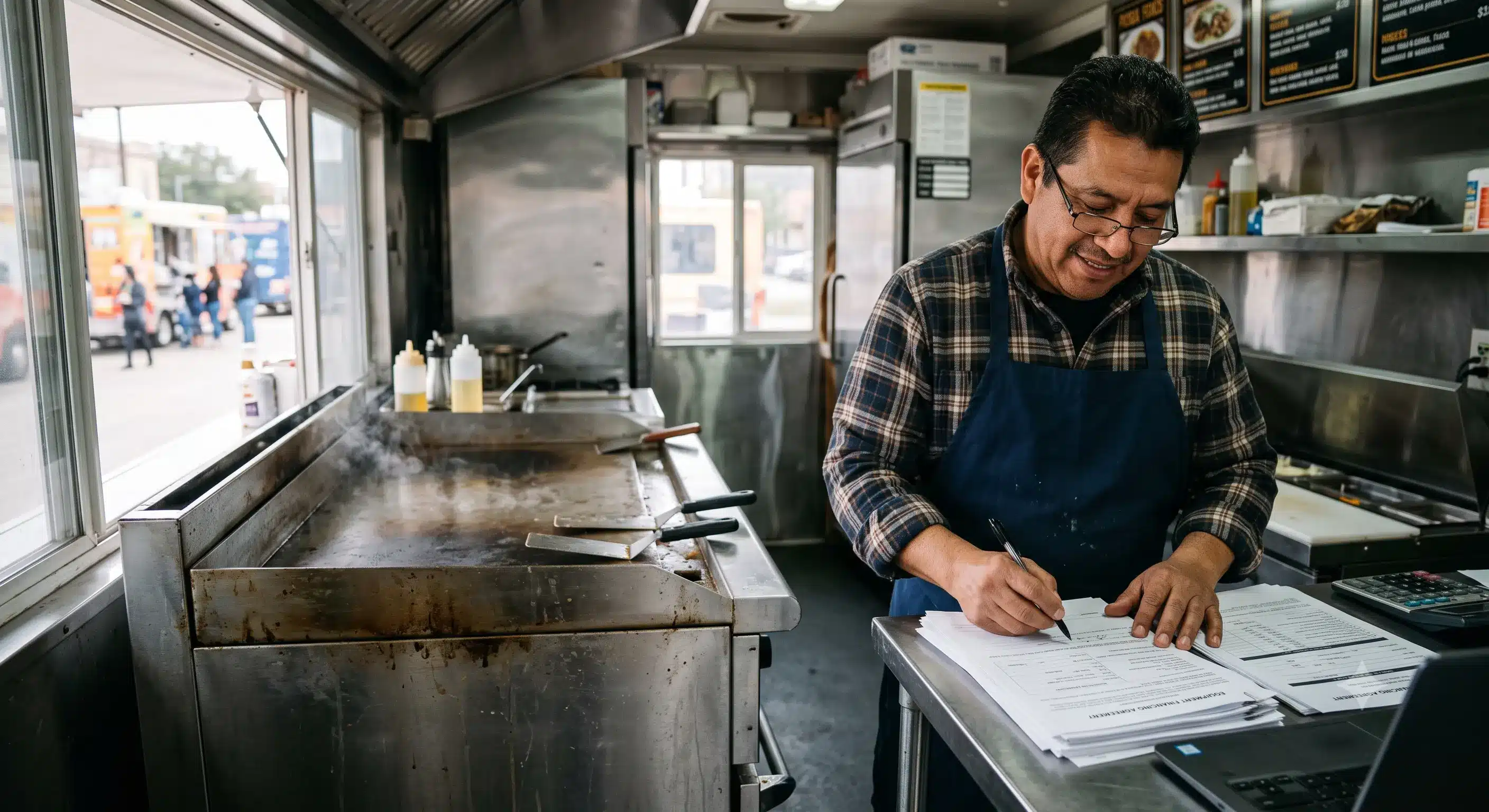 Comparison chart of cash, loan, and lease options for food truck equipment financing