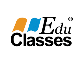 Logo for EduClasses with Orange and Blue Flag and words Edu Classes